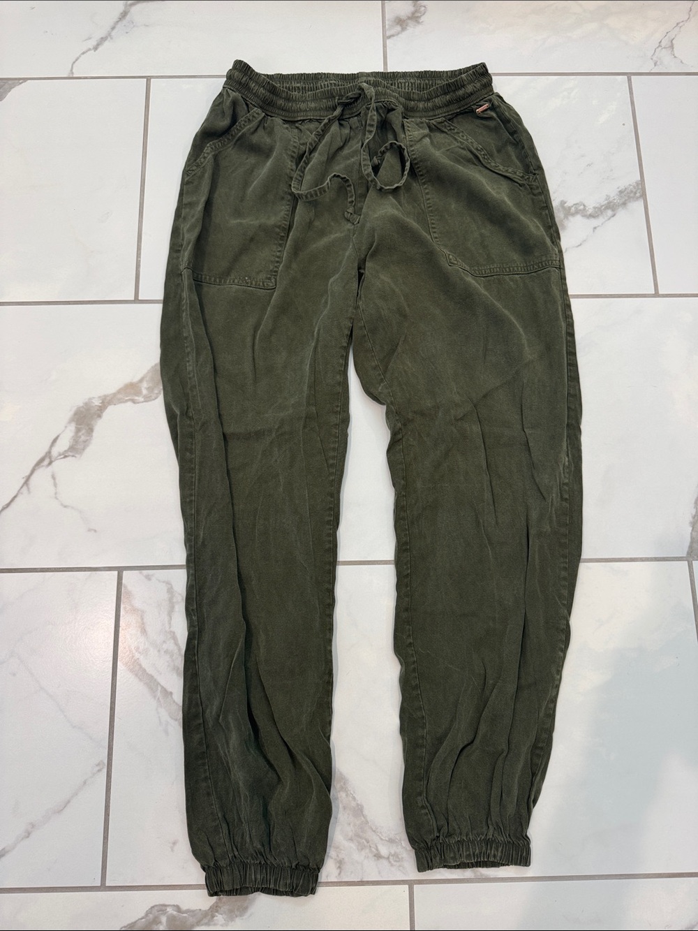 PINK Olive Green Drawstring Jogger Pants